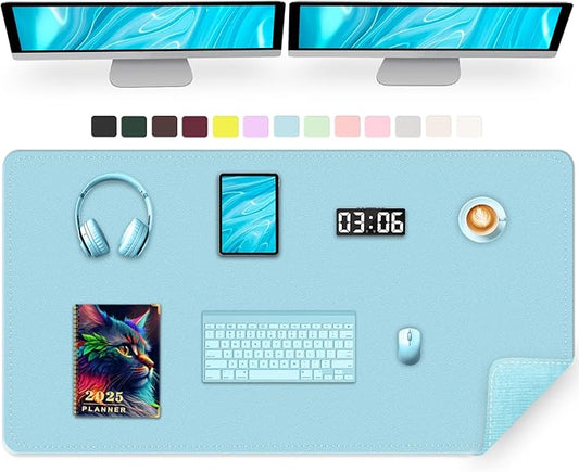 47.2" x 23.6" Large Desk Pad Mat - Non-Slip PU Leather Desk Mat, Large Mouse Pad, Computer Mat for Keyboard Mouse, Waterproof Desk Writing Mat (Sky Blue)