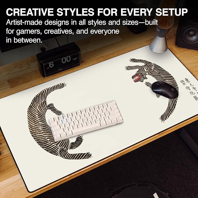 MPCO. Ukiyo-E Large Gaming Desk Pad - 36" x 17" Aeroglyde Fabric Taguchi Desk Mats - Washable, Smooth Glide for Precision Gaming & Work