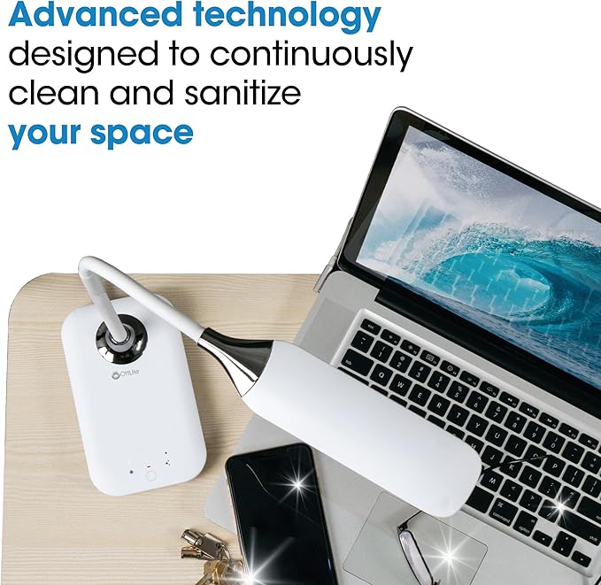 Ottlite Enhance LED Sanitizing Desk Lamp with USB Charging – Eliminates up to 99.9% of Bacteria, Touch Activated, Flexible Neck, Modern Light for Reading, Crafting & Office Desktop