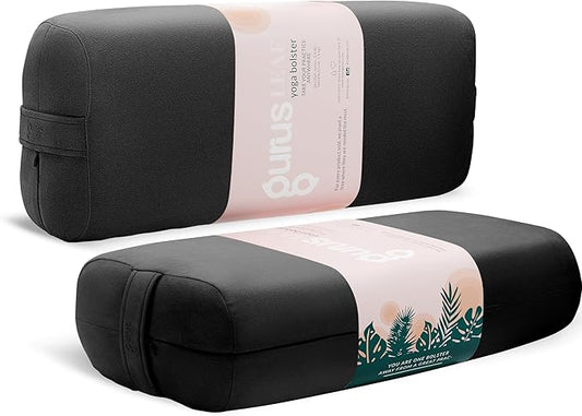 Gurus Super Soft & Firm Yoga Bolster Pillow - Lightweight, Easy to Carry with Handles - Rectangular, Machine Washable Cover