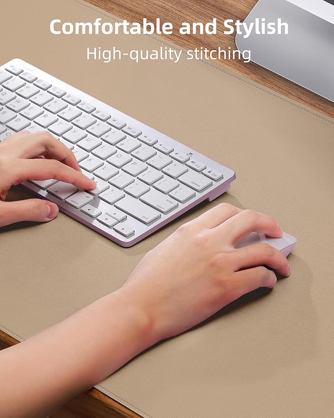 Leather Desk Pad Protector, Mouse Pad, Office Mat, Non-Slip PU Leather Blotter, Laptop Pad, Waterproof Writing Pad for Office and Home (Apricot, 31.5" x 15.7")