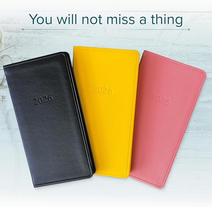 Harbor Pocket Monthly Planner 2025-2026, Calendar Planner and Notebook, Durable Faux Leather, 18 Months, 96 Pages, Softcover & Lightweight - Cambridge Burnt Orange - 6 x 3.25 "