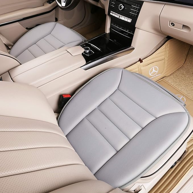 Premium Car Seat Cushion, Driver Seat Cushion with Comfort Memory Foam & Non-Slip Rubber Bottom, Car Seat Pad Works with 95% of Vehicles and Office Chair or Home (Gray)
