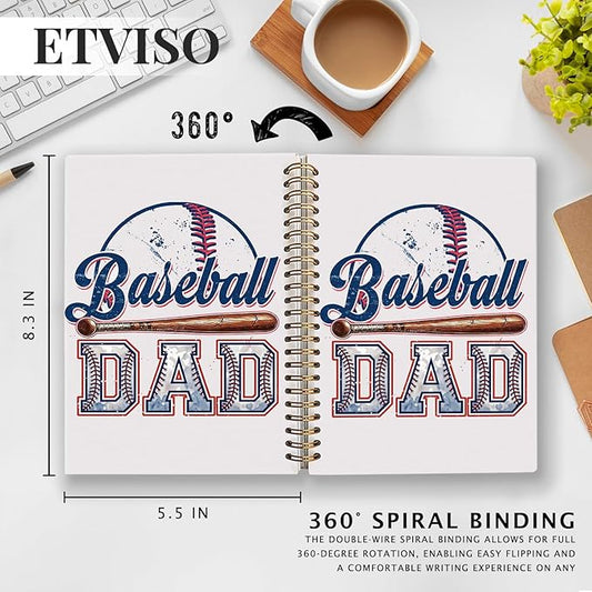 Baseball Dad Notebook, Baseball Dad Gifts Notebooks for Note Taking, Gifts for Baseballs Lovers Players Journal, Vintage Baseballs Daddy Journals for Writing, 5.5x8.3 Inch