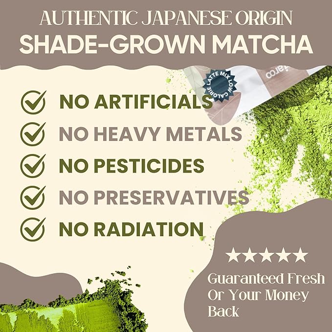 Miaroo Vanilla Matcha Latte Powder 100g | Sweetened Japanese Green Tea with Natural Vanilla Flavor | Non-Dairy, 5g Sugar, 30mg Caffeine | Hot & Iced Lattes
