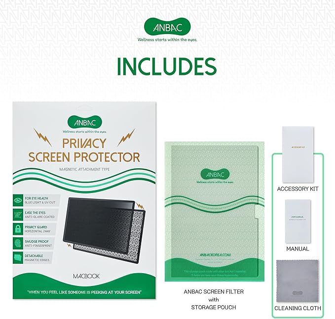 Laptop Magnetic Privacy Screen Protector for 14 inch MacBook Pro (2024, M4, M4 Pro, M4 Max / 2023, M3 Pro, M3 Max, M2 Pro, M2 Max / 2021, M1) - Blue Light Blocking Screen Shield, Anti-Smudge Computer Security Screen Filter