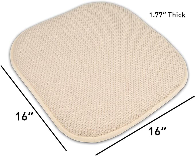 Sweet Home Collection Memory Foam Honeycomb Nonslip Back 16" x 16" Chair/Seat Cushion Pad, 2 Pack