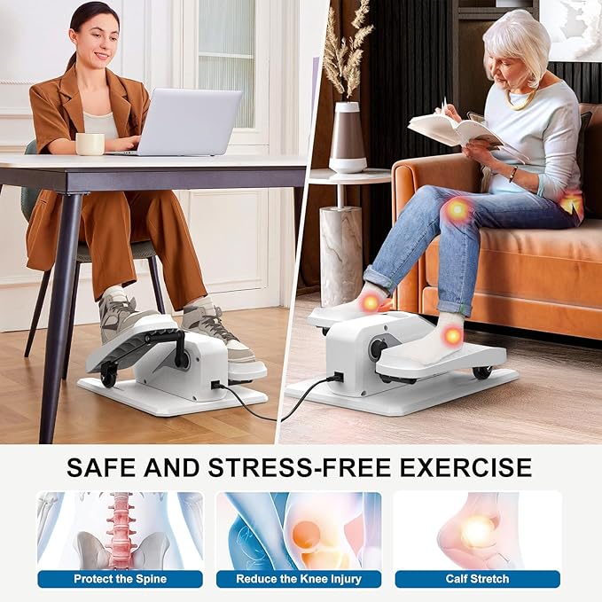 VIVURN-018 Under Desk Elliptical 5 Mode 12 Speed Low Impact Mini Electric Leg Exerciser As Seen on TV While Sitting for Seniors with Non-Slip Mat Quiet&Portable Seated Elliptical for Home and Office