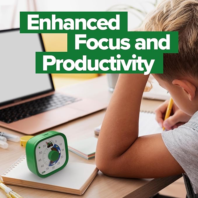 Visual Timer for Kids – Tick Tock Truck Clock - Silent Time Management – 60 Minute Countdown – Focus and Productivity Tool – for Classroom, Toddlers, Study, Toothbrush – Fun Design – Adjustable Alarms
