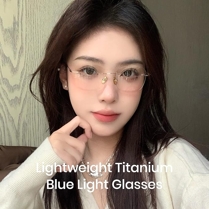 Cyxus Titanium Blue Light Glasses for Men Frameless Rimless Glasses Computer Glasses UV protection Eyeglasses