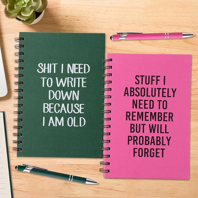 GioXtra Office Spiral Journal Notebook - 2Set Humorous Wicked Quote A5 Lined Pages Spiral Journal College Ruled Hardcover Notebook Work Note Taking Supplies Thick Paper Subject Boost Productivity