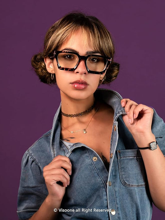 VISOONE Blue Light Blocking Glasses with TR90 Rectangle Frame and Chic Preppy Look for Women Men RIVER