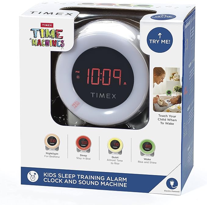 Timex Children's Sleep Training Nightlight Alarm Clock(TK321), Time to Rise, White Noise Soother, Toddler Sleep Trainer, Sleep Sounds Machine, Night Light, Nap Timer, Kids Alarm Clock
