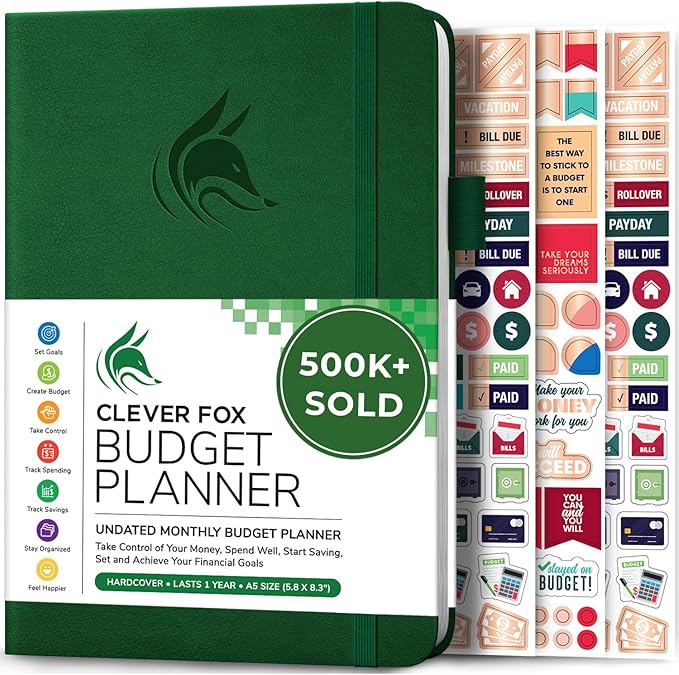 Clever Fox Budget Planner - Expense Tracker Notebook. Monthly Budgeting Organizer, Finance Logbook & Accounts Book, Bill Tracker, A5 (Dark Green)