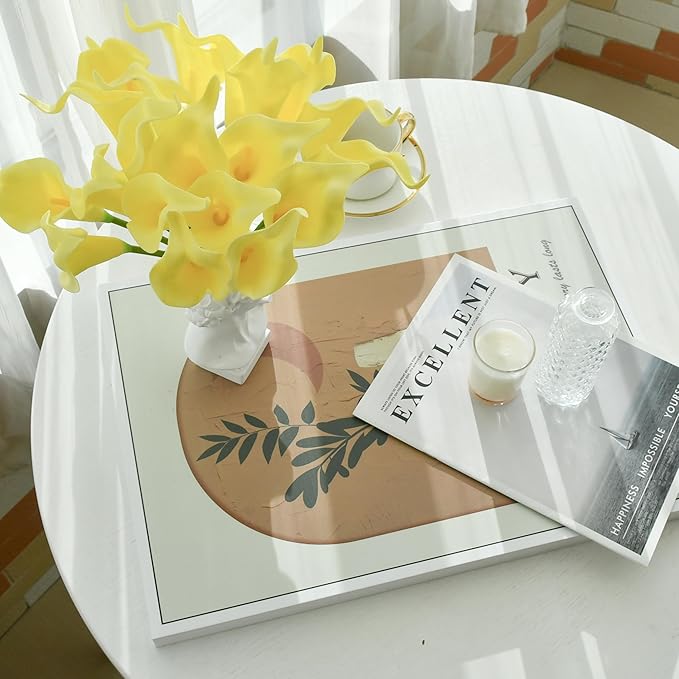 Mandy's PU Light Yellow Calla Lily Artificial Flowers 20 Stems 13.5in Faux Realistic Centerpiece DIY Bridal Bouquet Home Décor