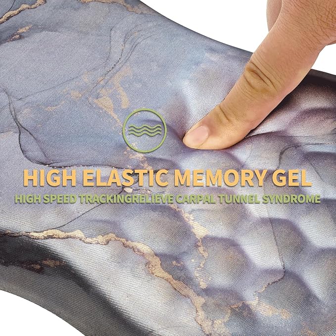 Ergonomic Mouse Pad With Wrist Rest Support, Massage Design Relief Carpal Tunnel Pain, Memory Foam Non-Slip for Wireless Mouse, Marble Cluudy