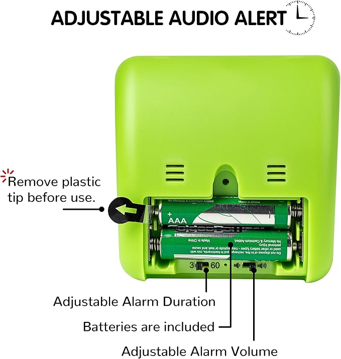 Visual Timer with Protective Case, 60-Minute Countdown Timer for Kids Autism ADHD Classroom Home Office with, Countdown Clock for Teaching Work Meeting Time Managemen with Green Dinosaur Pattern
