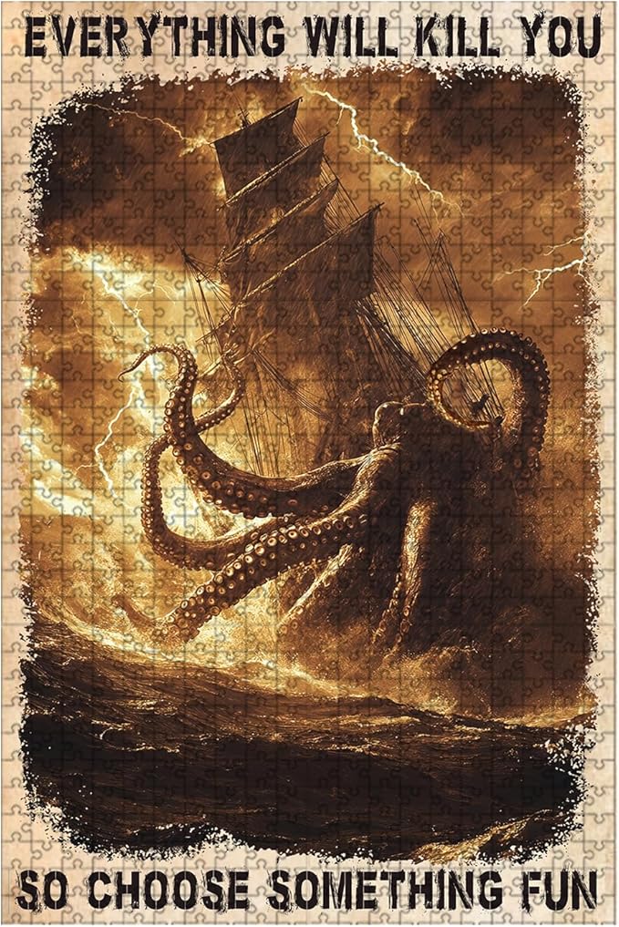 500 Piece Difficult Wooden Jigsaw Puzzle Everything Will Kill You So Choose Something Adults Kids Challenging Family Game Stress Relief Focus Tool & Educational Toy for Home Decor 20.4x15 Inch