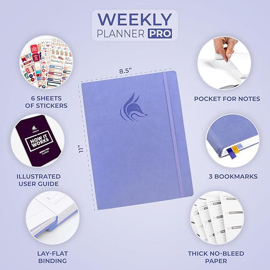 Clever Fox Planner PRO – Weekly & Monthly Life Planner to Increase Productivity, Time Management and Hit Your Goals, 8.5x11″ (Lavender)