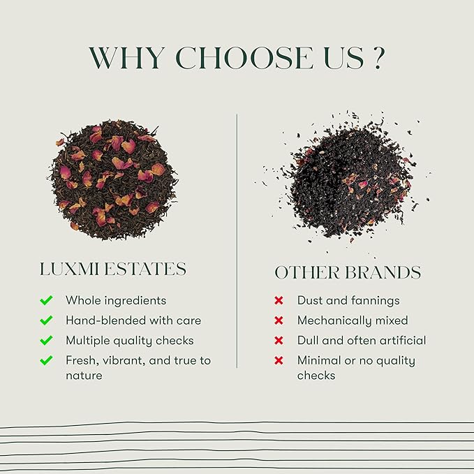 Luxmi Estates - Blue Hills - Organic CTC Assam Black Tea - Loose Leaf - 100g (50 Cups) | Jodhpur Blend - Rajasthan's Favorite Chai | Strong Cup of Original Indian Chai Tea - No Spices