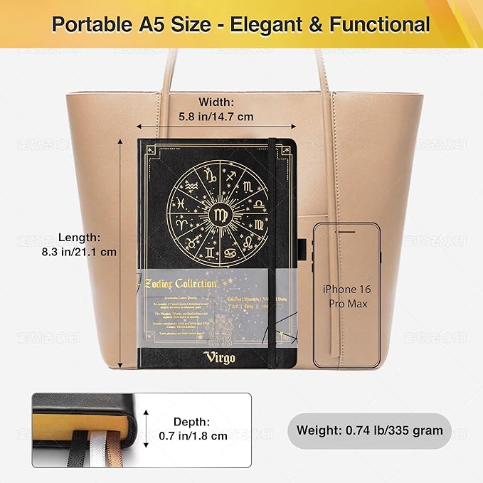 Virgo Zodiac Astrology Undated Monthly Weekly Daily Planner Journal A5 5.8" x 8.3" 160 Pages 100GSM Paper 2025 2026 2027 Holidays Calendar