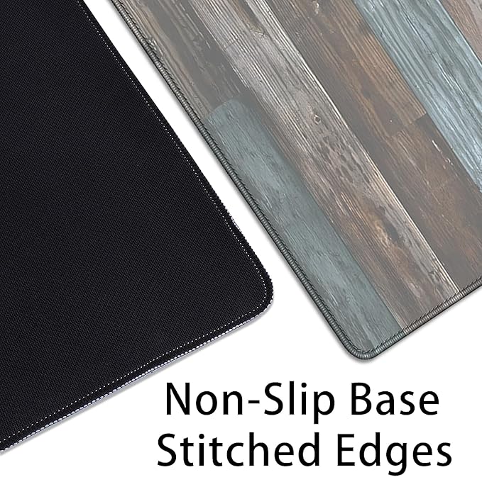Vintage Wood Grain Pattern Desk Pad Mouse Pad,Large Gaming Mouse Mat with Stitched Edges,Non-Slip Rubber Base Mousepad for Office Computer Keyboard Laptop Home(27.5X11.8 in)