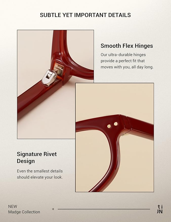 TIJN Olisa Blue Light Blocking Glasses for Women Men,Oval Glasses Frame Bluelight Glasses for Gaming/Computer/Screen