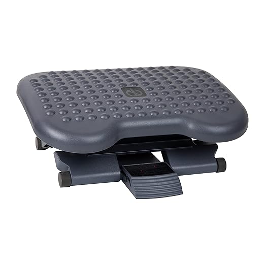 Mind Reader Foot Rest, Under Desk at Work, Ergonomic, Height Adjustable, Office, Plastic, 18" L x 13.5" W x 6.5" H, Black (Pack of 5)