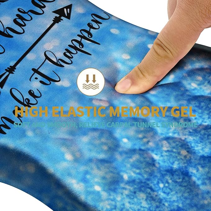 Hokafenle Ergonomic Mouse Pad Wrist Support with Massage Design, Wrist Rest Pain Relief Mousepad with Memory Foam&Non-Slip PU Base, Mouse Pads for Wireless Mouse & Desk (12x8 inch,Stay Positive)