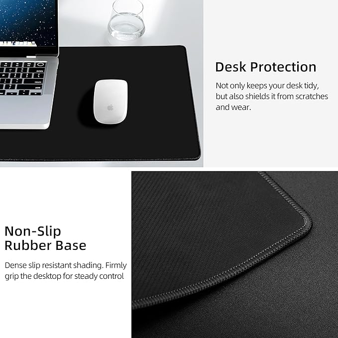 Mouse Pad with Wireless Charging, Gaming Mouse Pad with Ultra-Smooth Surface, Large XXL Desk Mat, Non-Slip Mouse Mat, Waterproof Computer Keyboard Pad for Gaming, Desk, Office, PC, 800x300x4MM, Black