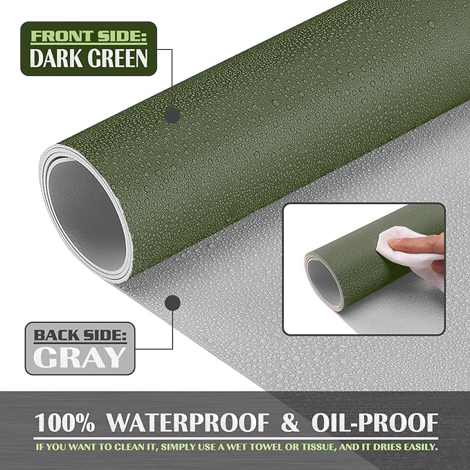 K KNODEL Small Office Leather Desk Mat, Mouse and Keyboard Pad, Computer and Laptop Mat, Desktop Protector and Cover, Writing Pad and Blotter (23.6"x13.8", Dark Green)