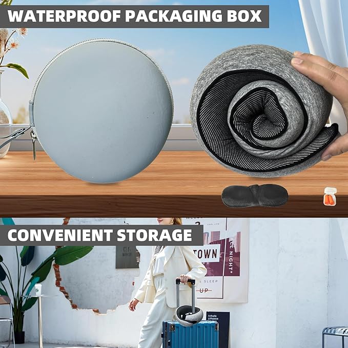 Premium Travel Pillow, 2025 New Memory Foam Neck Pillow, 360° Ergonomic Design Airplane Pillow Travel Pillows for Airplanes, Cars, Offices, Home Use, Ideal for Adults and Kids (Dark Gray)