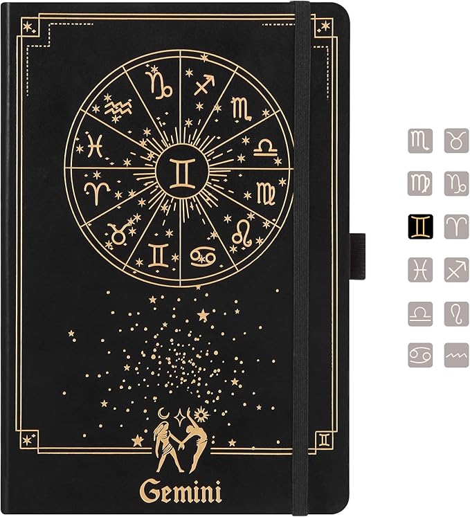 Gemini Zodiac Astrology Undated Monthly Weekly Daily Planner Journal A5 5.8" x 8.3" 160 Pages 100GSM Paper 2025 2026 2027 Holidays Calendar