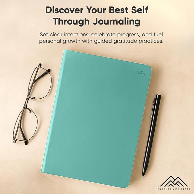 PRODUCTIVITY STORE Gratitude & Self-Care Journal - Guided Mindfulness & Mental Health Journal All-in-One with Prompts for Self Discovery - Daily Journal for Men & Women (A5, Teal)