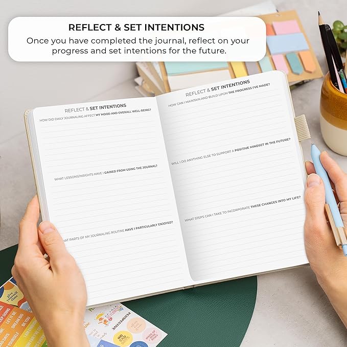 Clever Fox Four-Minute Journal – Daily Positivity Journal with Prompts – Motivational Affirmation, Mental Health & Habit Tracker (Seashell)