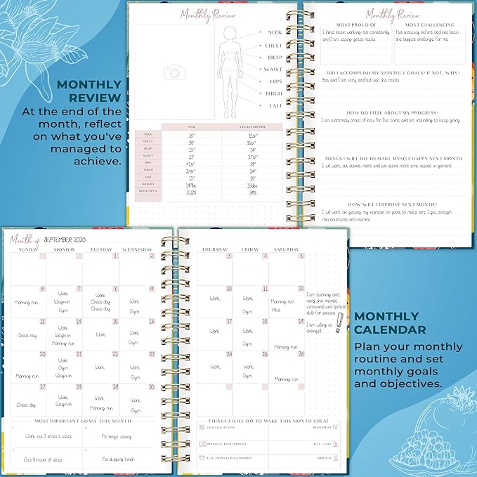 PLANBERRY Food Journal Premium – Nutrition Planner – Diet & Calorie Tracker – Meal & Exercise Diary – Weight Loss Journal (Fresh Multifruit)