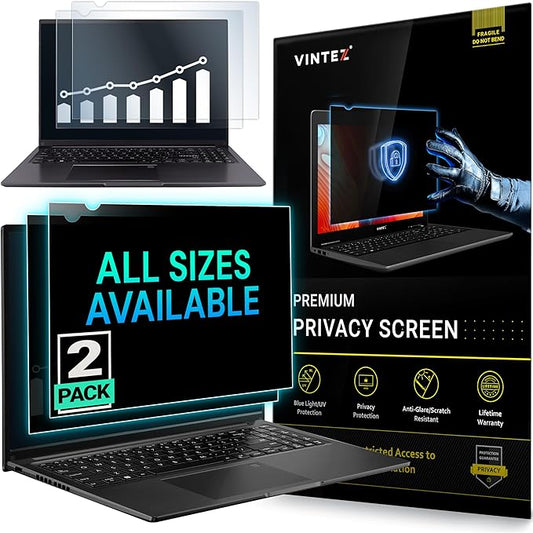 VINTEZ [2 Pack] 15.6 Inch 16:9 Privacy Screen for Computer Monitor and Laptop - Anti Glare Protector Film Blue Light Filter Eye Protection - Computer Screen Privacy Shield