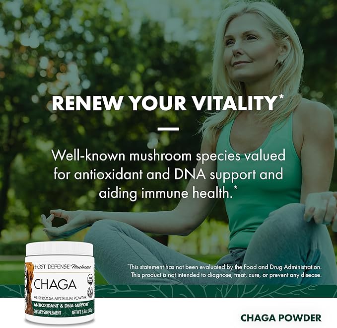 Host Defense Chaga Powder - Immune System Support Supplement - Chaga Mushroom Powder for Antioxidant Activity Support - Dietary Mushroom Supplement - 3.5 oz (66 Servings)*