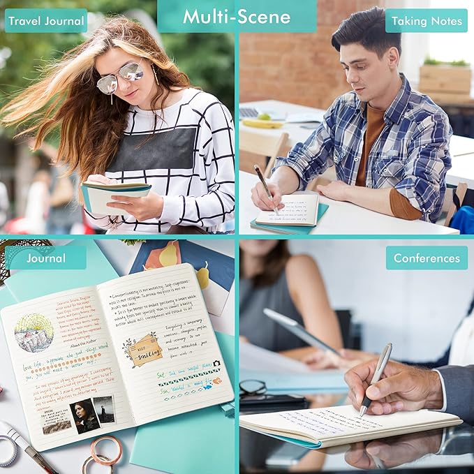 16 Pack Soft Cover Journal Bulk, Feela Lined Notebooks College Ruled for Work for Women Girl Writing, Blank Travel Journal Note Taking Notebook School Business Supplies, 8.2” x 5.5”, A5, Emerald