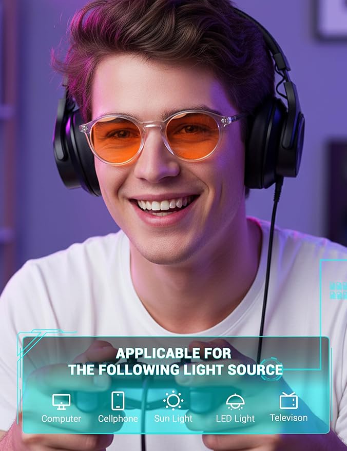 TIJN Blue Light Blocking Glasses Men Women Vintage Thick Round Rim Frame Eyeglasses