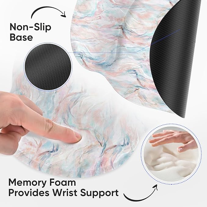 RICHEN Ergonomic Mouse Pad with Wrist Support,Non-Slip Rubber Base for Computer Laptop & Mac,Lightweight Rest for Home,Office & Travel (Pigment Ripple)