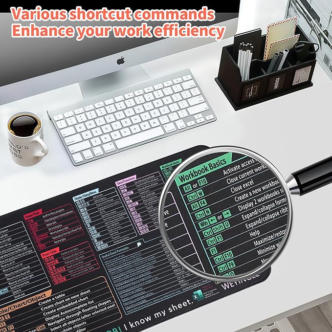 Wireless Charging Mouse Pad with Foldable Phone Stand &Excel Shortcut Keys 15W Qi Fast Charging Desk Mat XXL Non-Slip Surface for Gaming/Office, Compatible with Qi-Enabled Phones (31.5x11.8x0.16inch)