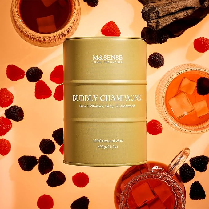 M&SENSE Bubbly Champagne Large Candles for Home Scented, Candles Gifts for Women & Men, Natural Soy Candles, House Warming Gifts New Home, 120 Hours Long Burning, 21.2 oz