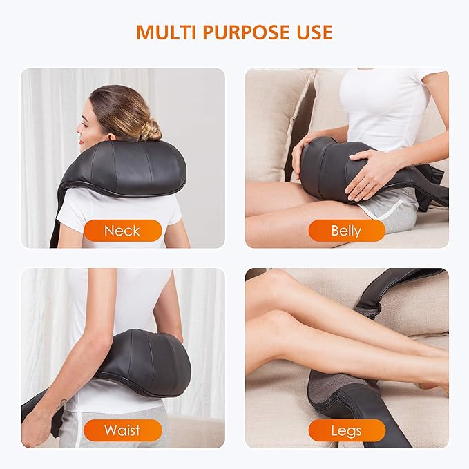 Neck Massager with Heat, Shiatsu Neck Back Massager for Pain Relief Deep Tissue, Knead Shoulder Massager Pillow for Back, Leg Muscle, Gifts for Dad