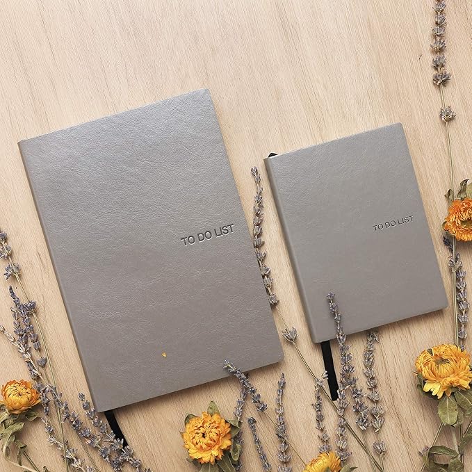 Daily to Do Checklist Notebook, Task Management, Organizer Planner, Hardcover, Ribbon Bookmark, 4.1 x 5.8”, A6 size, 110 Sheets (Grey)