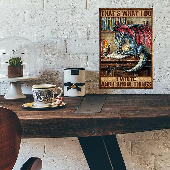 500 Piece Wooden Jigsaw Puzzle That's What I Do I Write and I Know Things for Adults & Kids Challenging Brain Teaser for Family Bonding Stress Relief Focus Trainer & Educational Toy 20.4x15 Inch