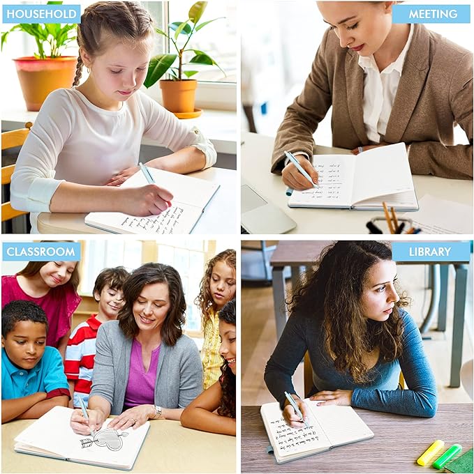 feela 24 Pack Journal Notebook for Work, Business Notebook Bulk Hardcover Lined Writing Journal with Pen Holder for Men Women Note Taking, with 24 Black Pens, 120 GSM, 5.1”x8.3”, A5, Light Blue