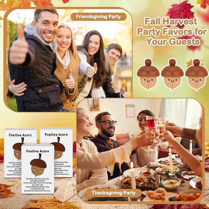 Wettarn 24 Sets Positive Acorn Gifts Cute Stress Balls with Support Gift Boxes Fall Thanksgiving Party Favors for Employee Coworker Friends Office Inspirational Relief Toys