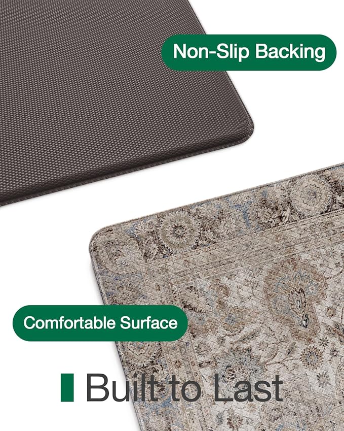 LUMI Kitchen Mat Anti Fatigue Cushioned, Memory Foam Padded Standing Rug Waterproof, Non Slip Comfort Floor Runner for Home, Sink, Laundry, Office, 24"x59", Taupe