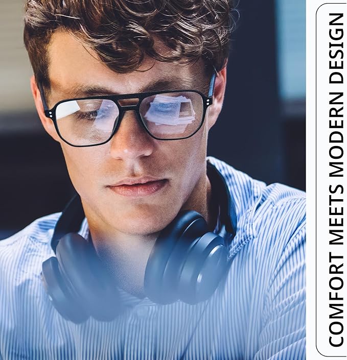 livho Vintage Aviator Blue Light Blocking Glasses, Fashion Oversized Frames with UV Protection Coating, Unisex Design